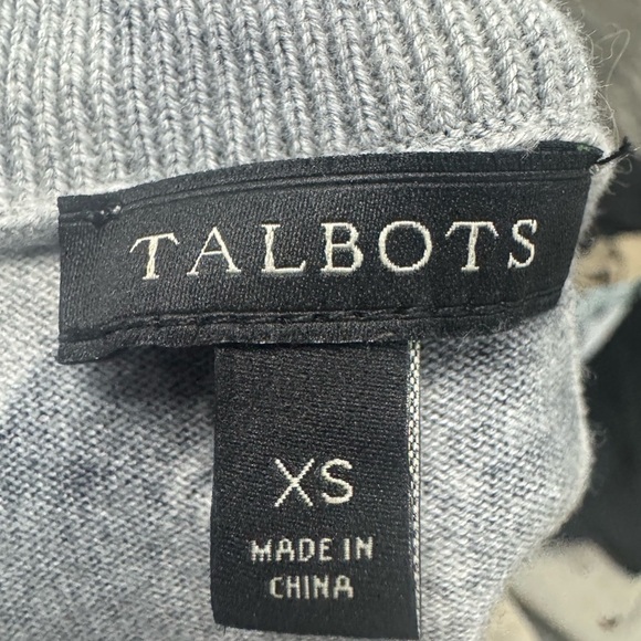 Talbots Gray Short Sleeve Sweater Boat Neck black floral XS - Picture 8 of 8